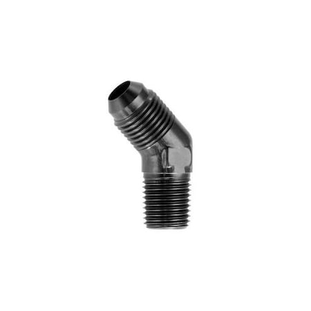 -03 45 DEGREE MALE ADAPTER TO -04 (1/4) NPT MALE - BLACK